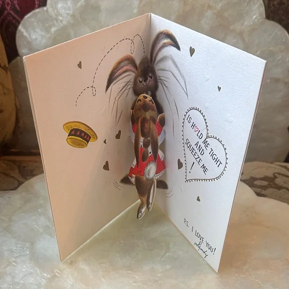 Vintage Hallmark Valentine's Day Card with Funny Bunnies - Picture 4 of 7